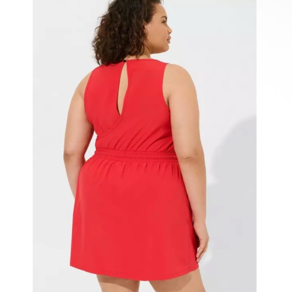 Torrid Stretch Woven Mini 2-fer Red Active Mini Dress with Built in Shorts - Picture 8 of 8